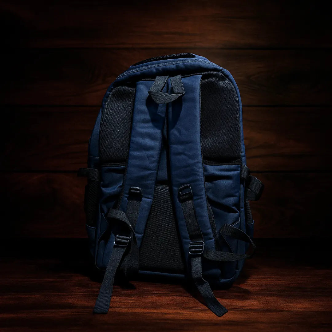 Blue Leather Backpack