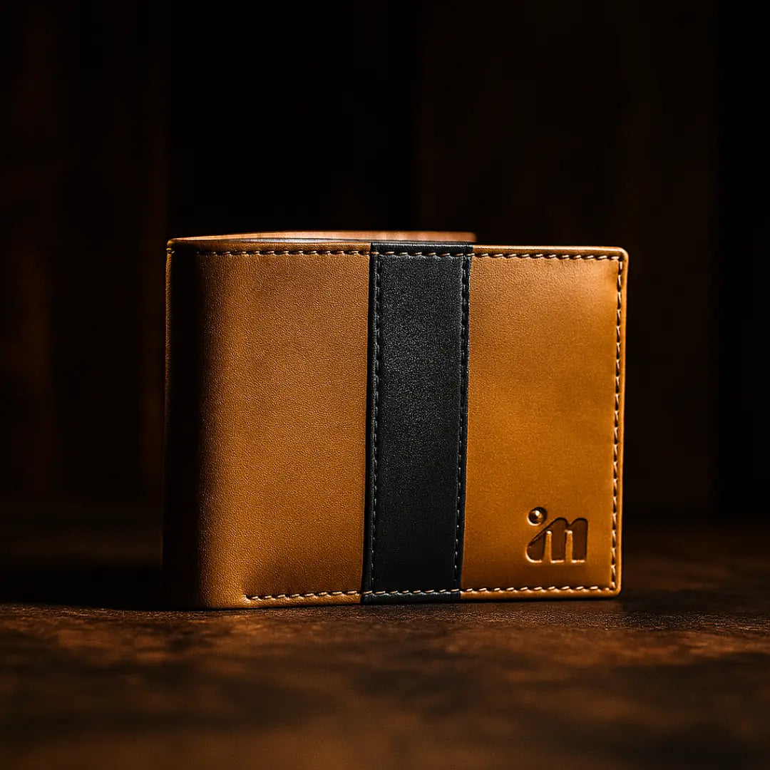 Tan & Black Leather Wallet for Men