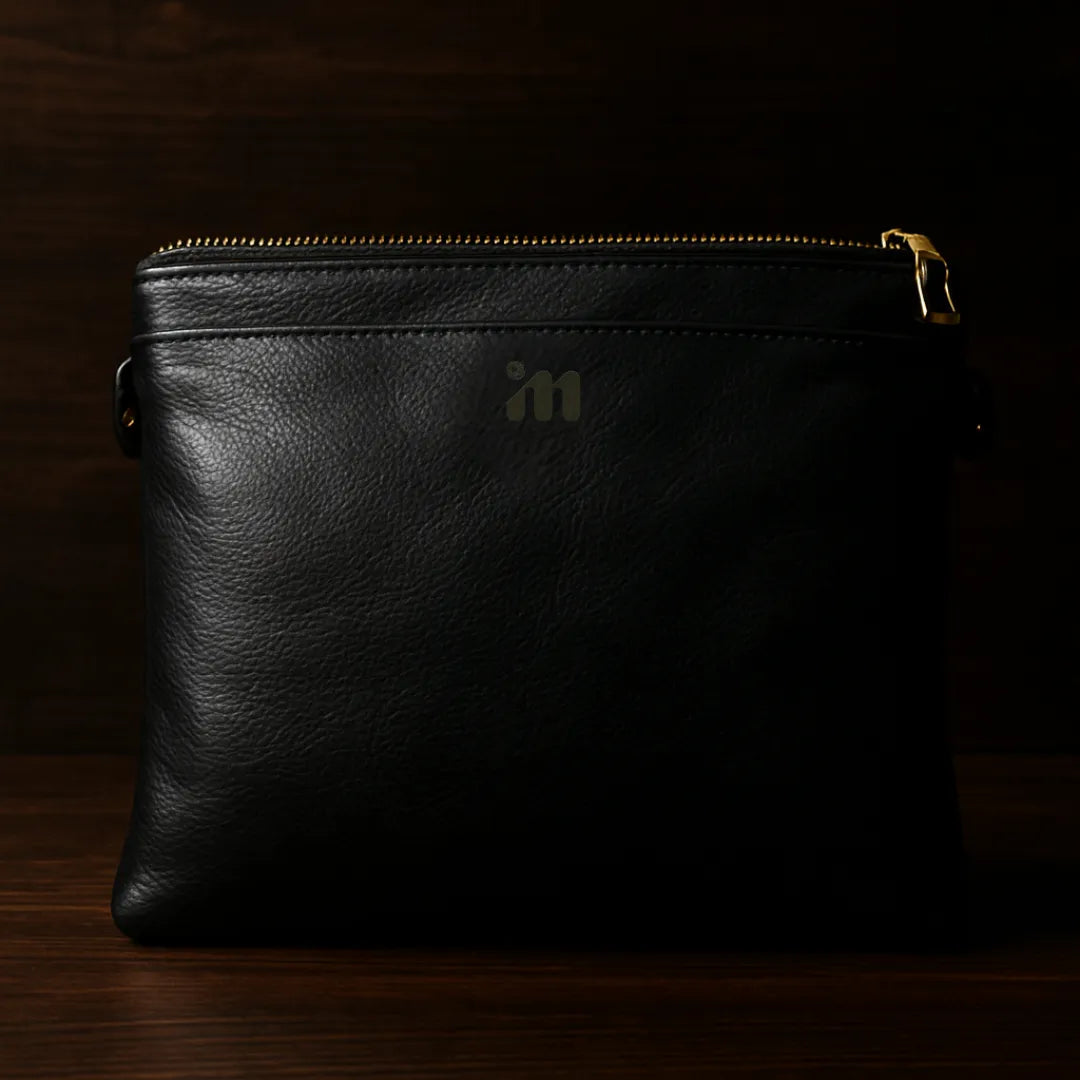 Black Pouch Leather Bag
