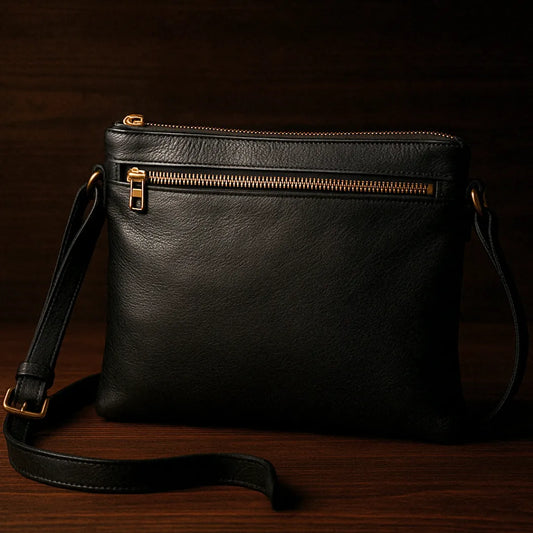 Black Pouch Leather Bag