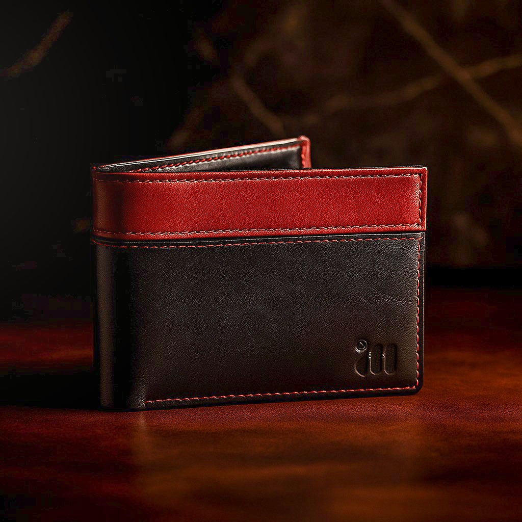 Black & Red Leather Wallet for Men