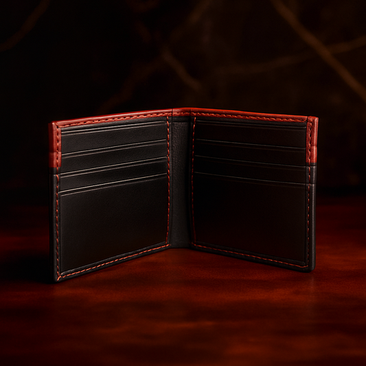 Black & Red Leather Wallet for Men