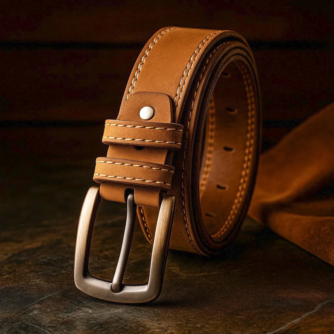 Croc-Textured Dark Brown Leather Belt for Men