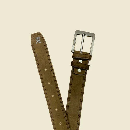 Men's Tan Leather Belt with Classic Buckle