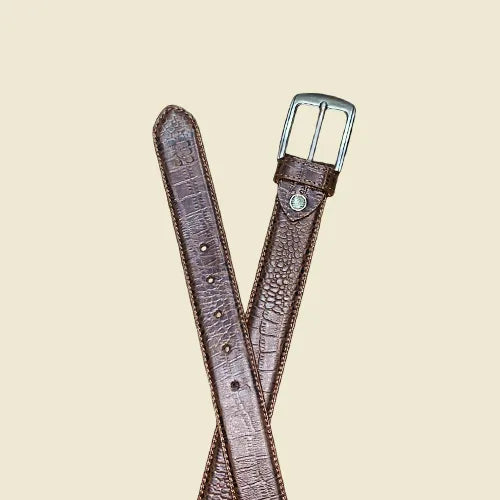 Men's Textured Dark Brown Leather Belt