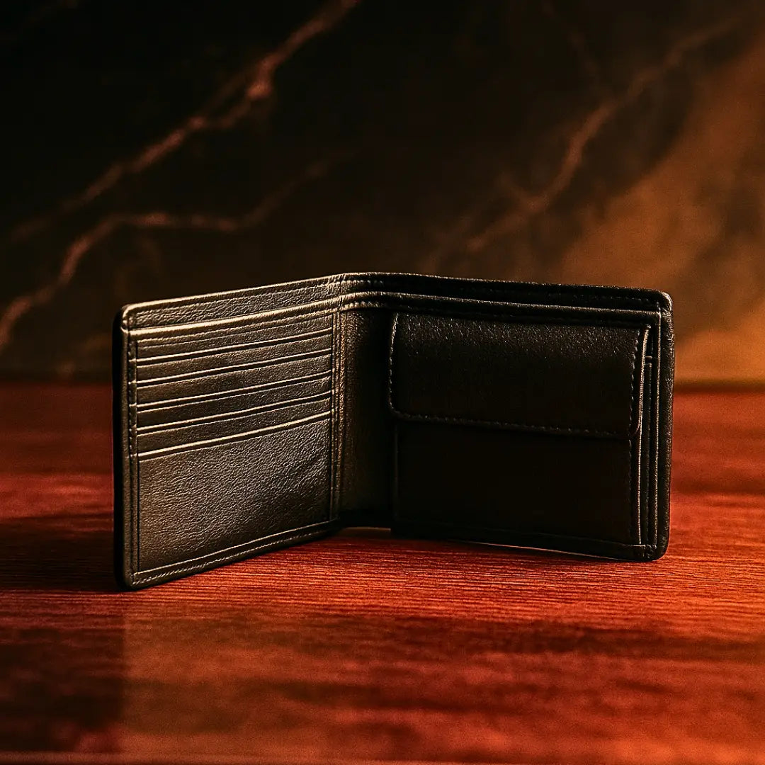 Minimal Black Leather Wallet for Men