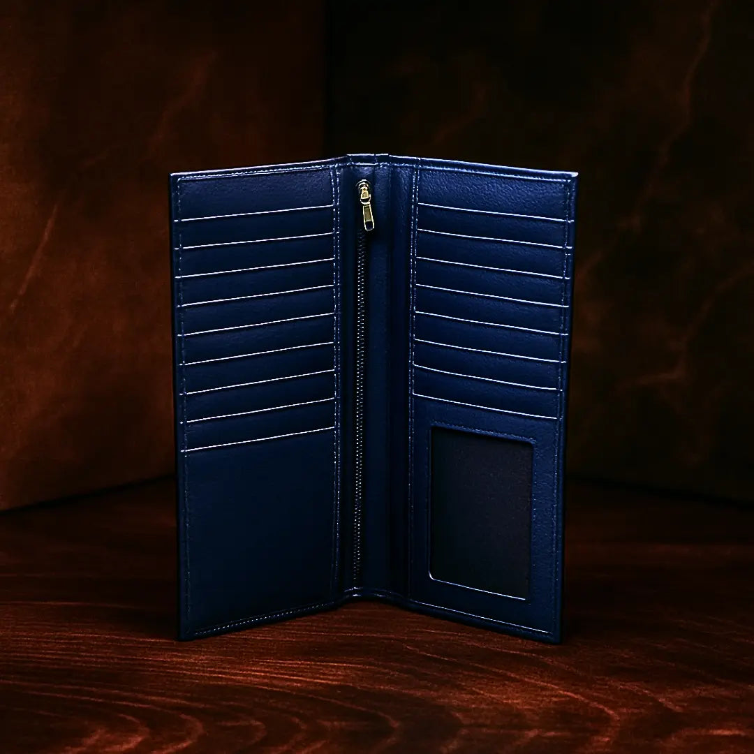 The Classic - Minimalist Navy Bifold Long Wallet