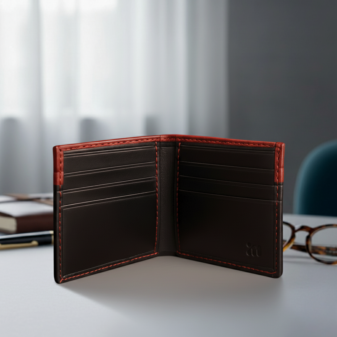 Black & Red Leather Wallet for Men
