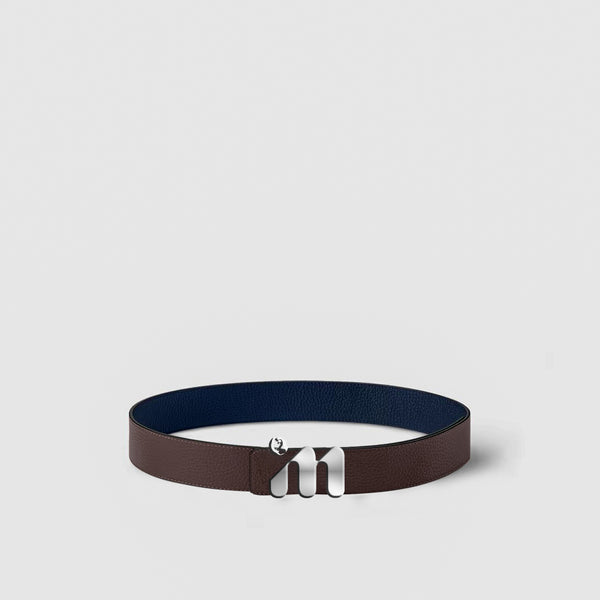 IM Reversible Espresso Brown & Midnight Blue Halal Calf Leather Belt – Signature IM Buckle